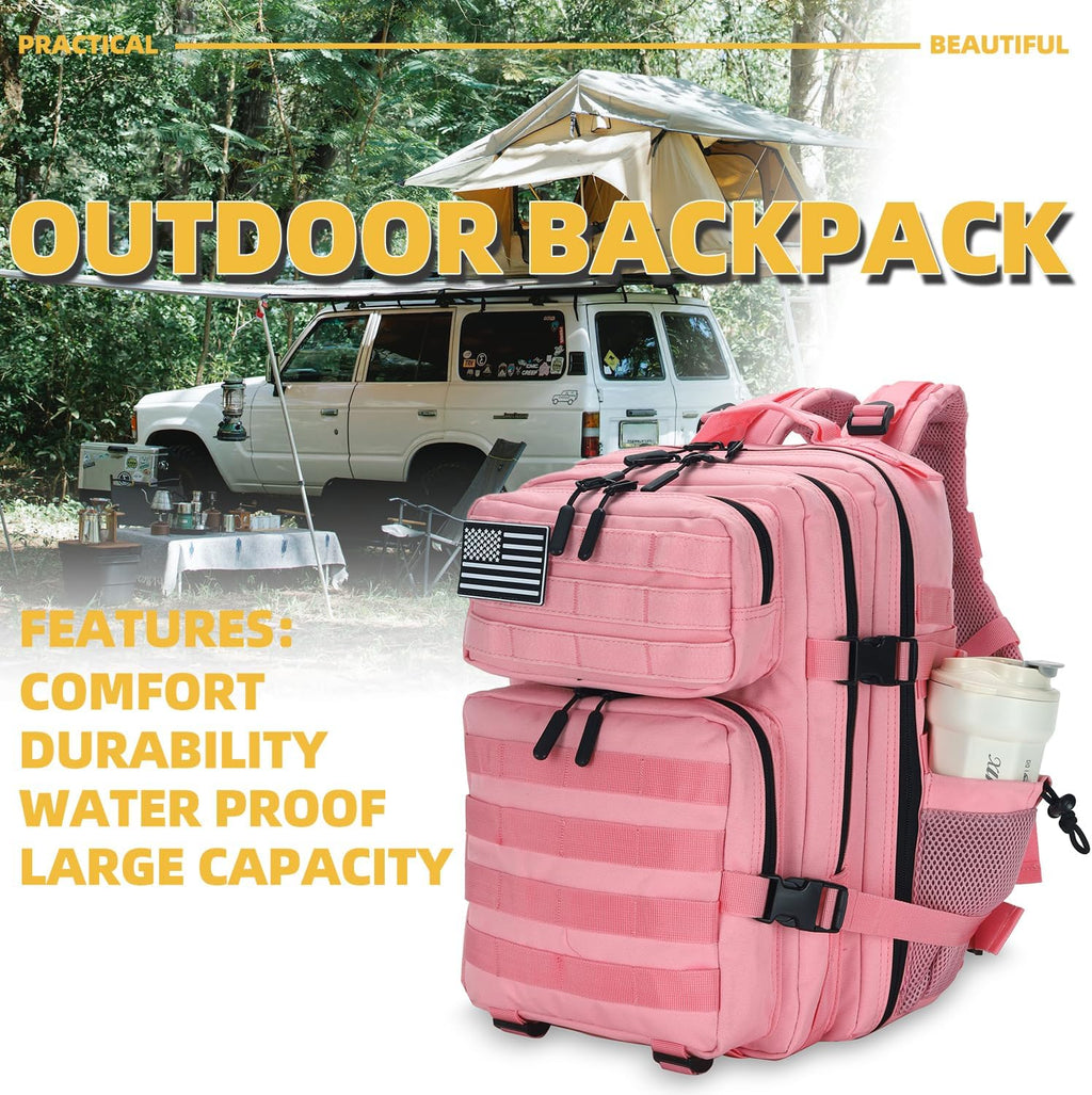 Lovelinks21 25L Tactical Backpack for Men and Women Military Backpack Small Assault Pack Molle Backpack Bug Out Bag Travel Rucksack Daypack (Pink)