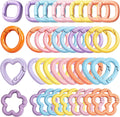 40PCS Carabiner Keyring Clips Metal Keychain Key Chain Rings 4 Shapes, Colorful Spring Snap Hooks for DIY Keychains Accessory Bag Charm Purses Making