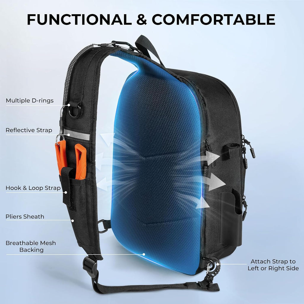 KastKing Karryall Fishing Sling Bag With Rod Holder, Fishing Gear Storage