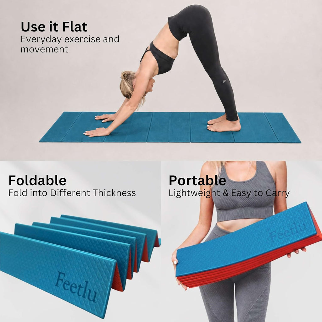 Foldable Yoga Mat, 72" x 24", 6/8/10/12mm