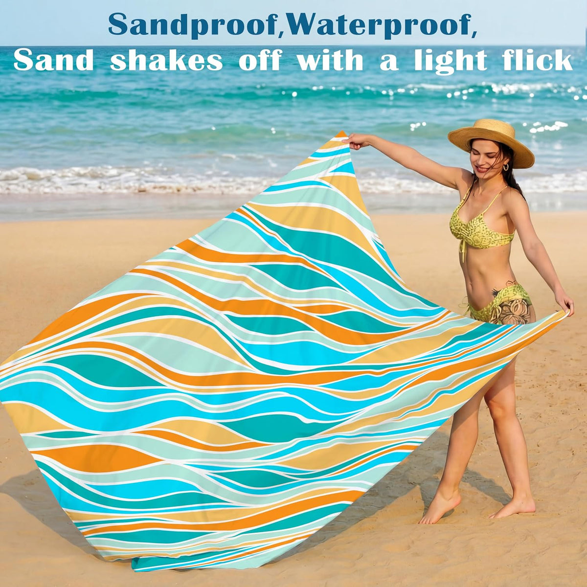 Beach Blanket Waterproof Sandproof 78''X81''/10'X9' Oversized Big Blanket