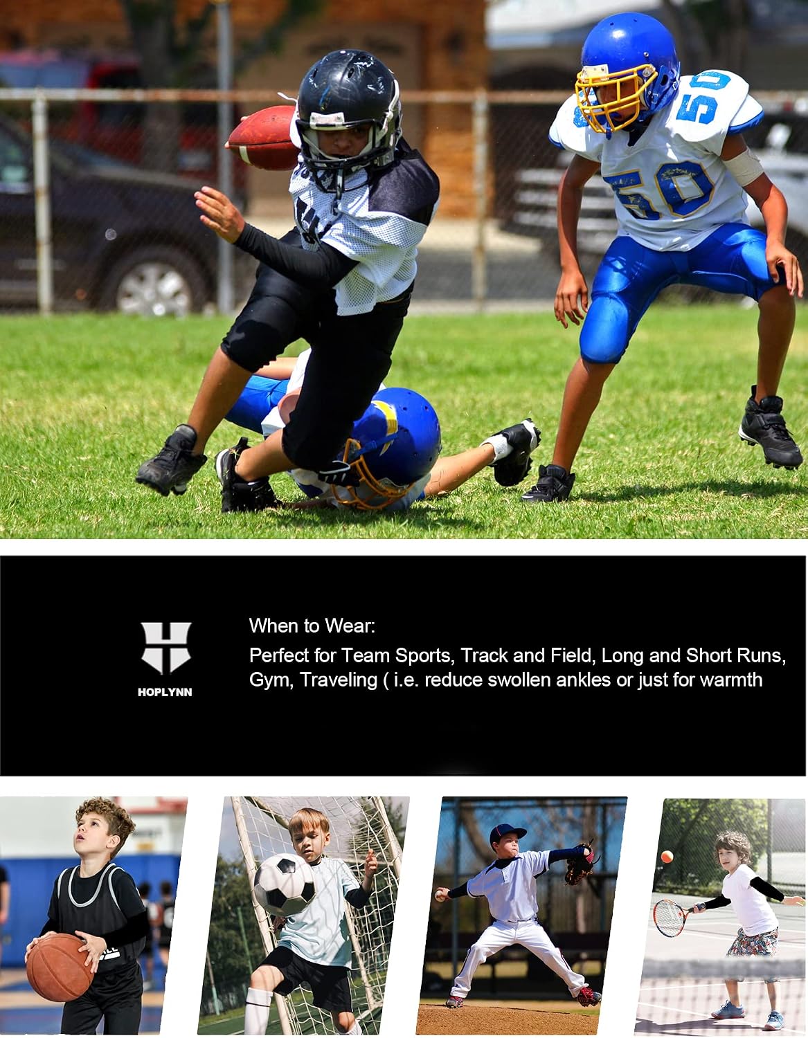 HOPLYNN 4 Pack Youth Boy's Compression Leggings Athletic Tight Pants