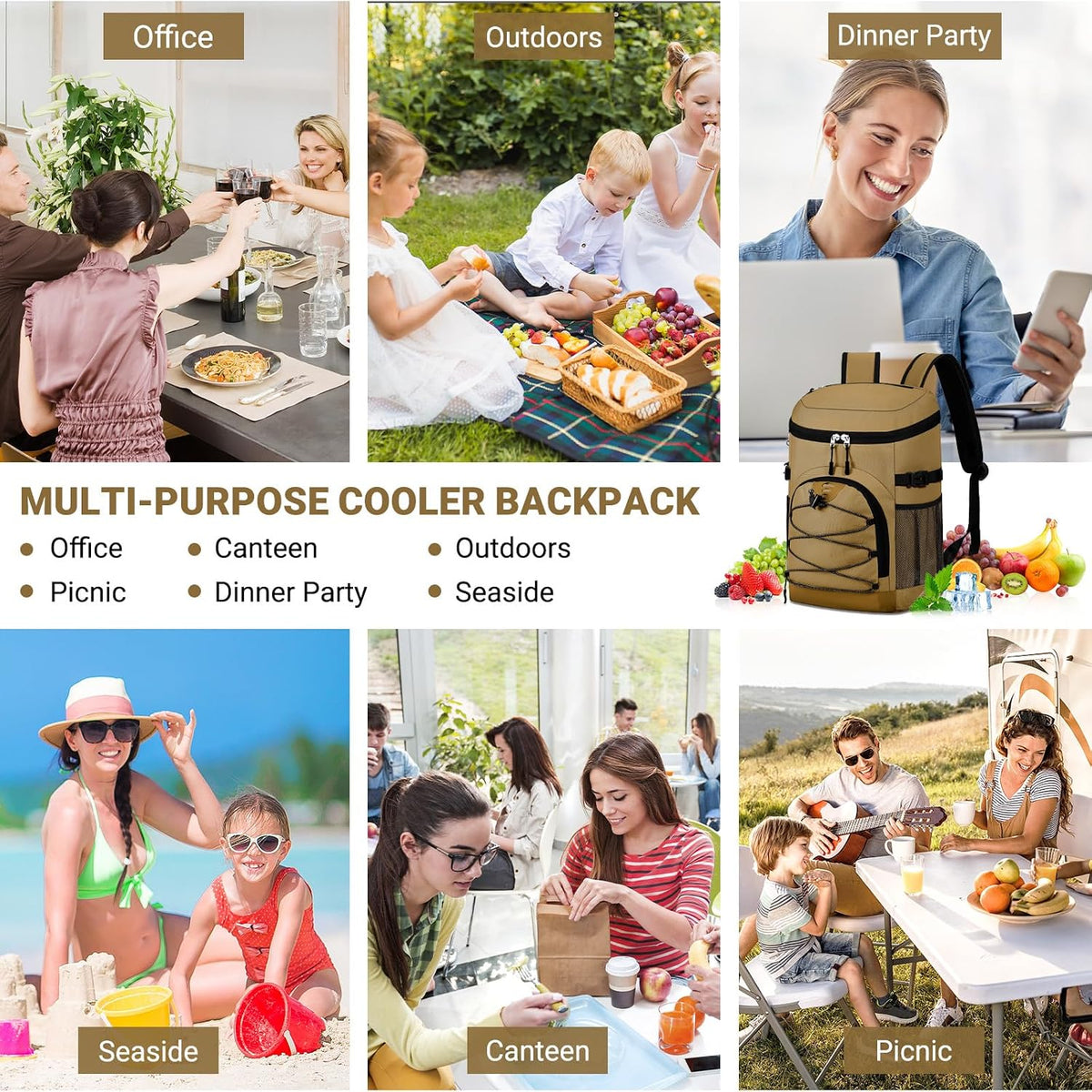 Cooler Backpack, Soft Leak Proof Backpack Coolers for Men Women