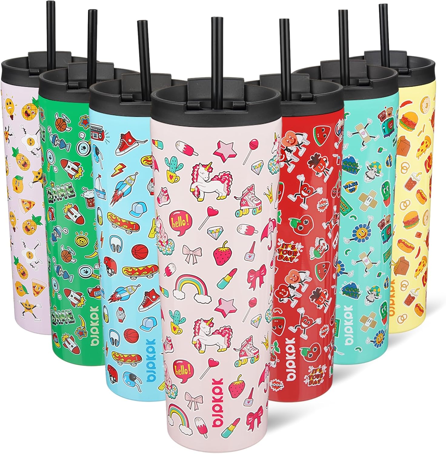 BJPKPK 30 oz Coffee Tumbler with Straw, Insulated Stainless Steel Cup