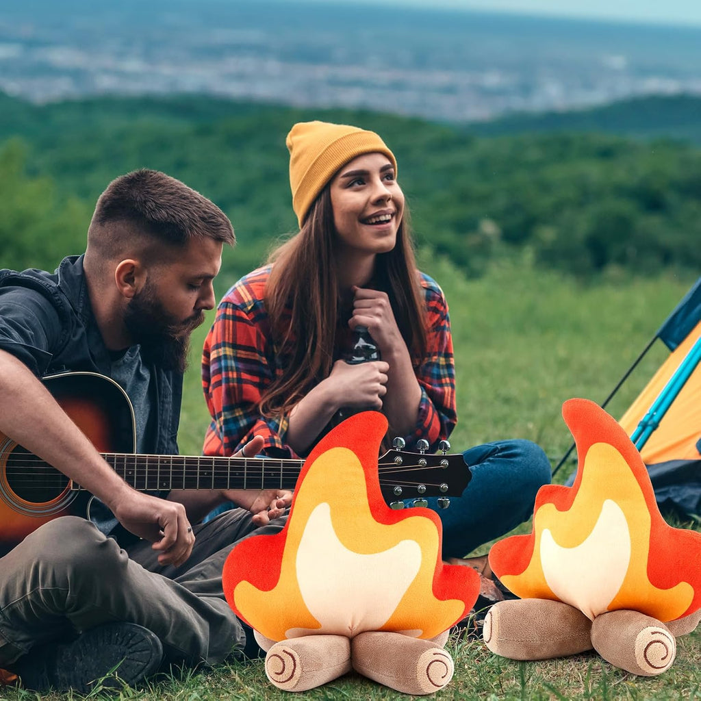 Campfire Plush Toys, Fake Fire Firewood Plush Pillow, 1 Pack