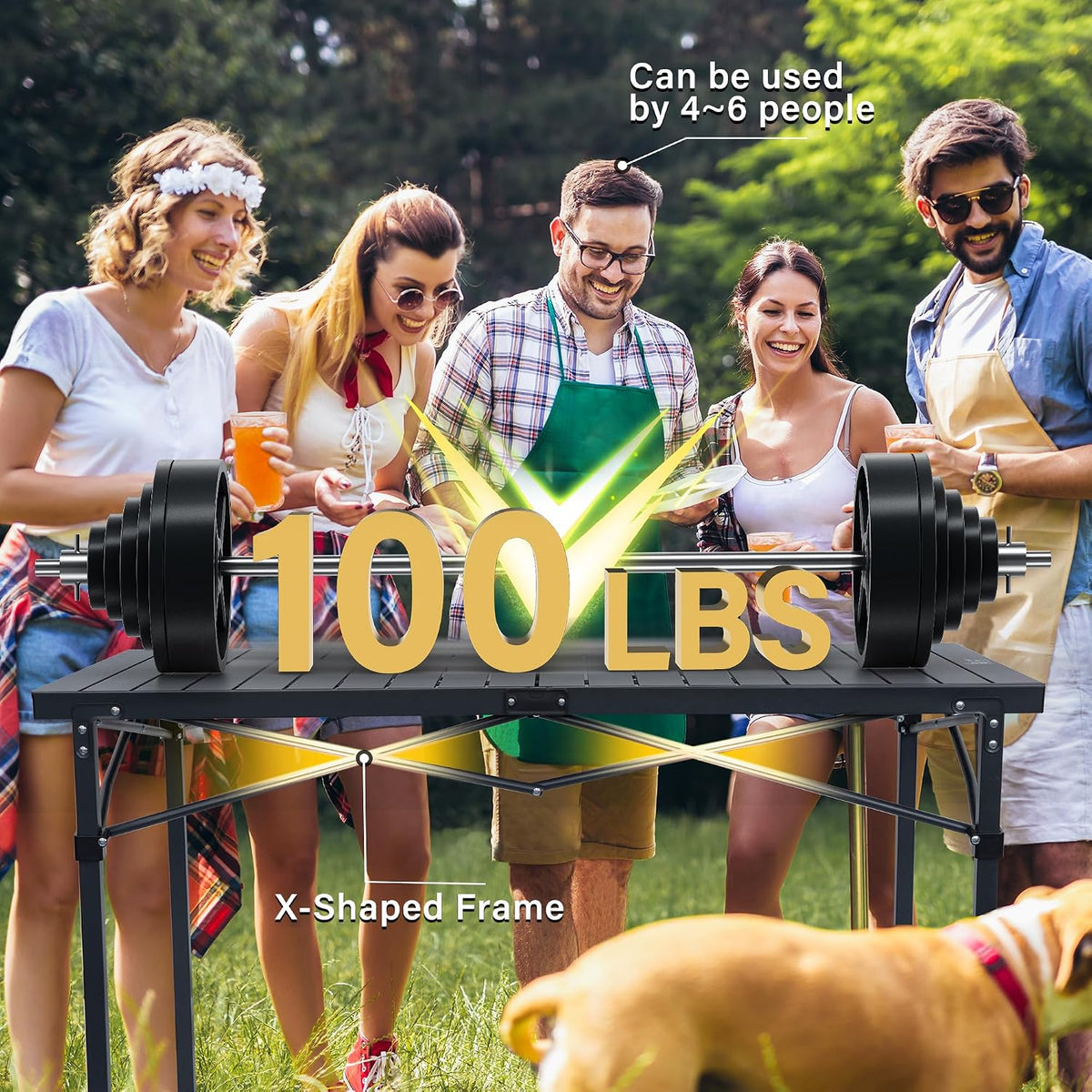 OUTSIDER Roll-Up Aluminum Camping Table for 4-6 People