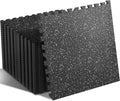 SUPERJARE 0.4'' Thick 24 Pcs 96 Sq Ft Rubber Top Exercise Equipment Mats