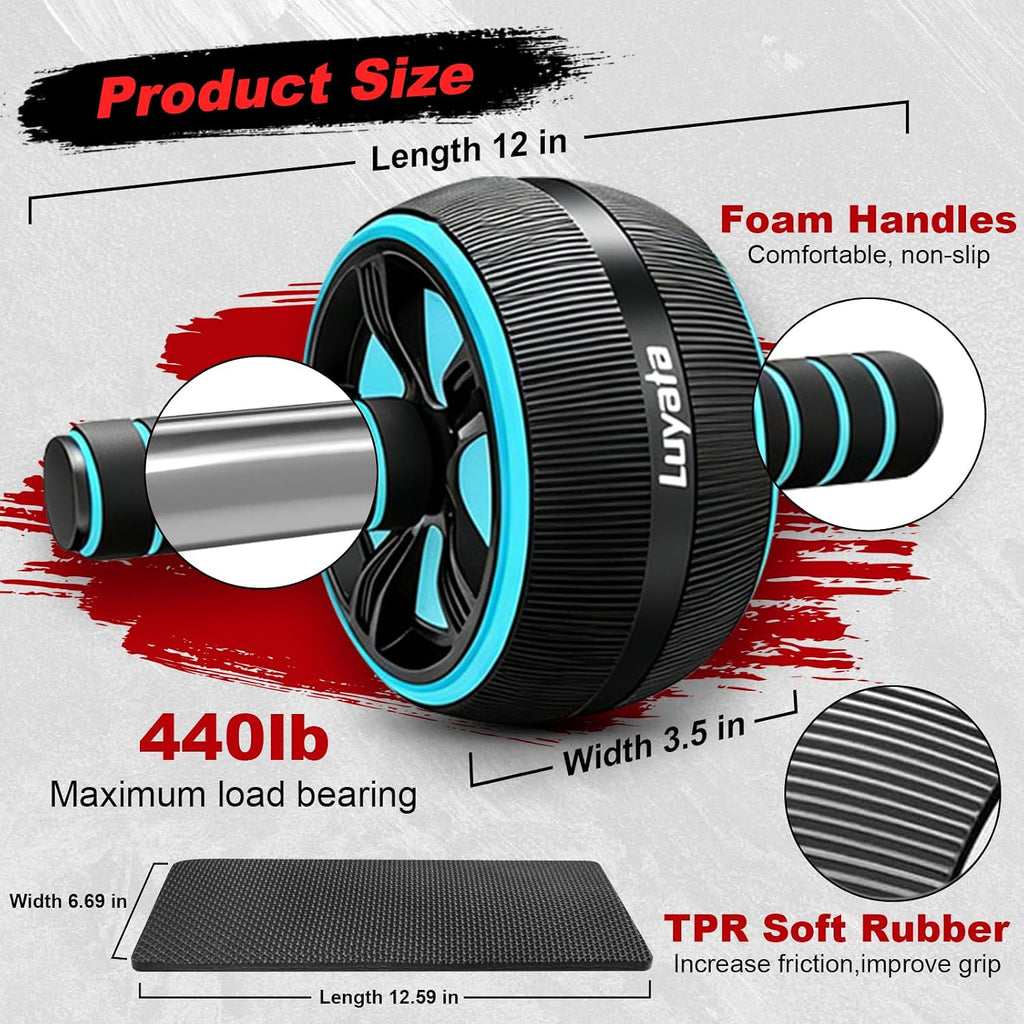 Ab Roller Wheel, 10-In-1 Ab Exercise Wheels Kit with Resistance Bands, Knee Mat, Jump Rope, Push-Up Bar - Home Gym Equipment for Men Women Core Strength & Abdominal Exercise