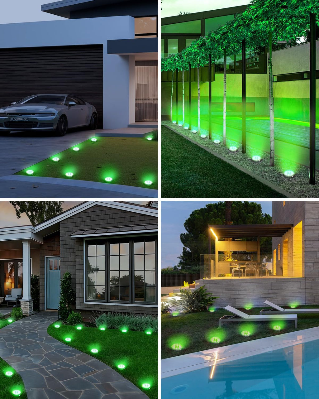 btfarm 16 Pack Solar Lights Outdoor Waterproof, 8 LED Solar Ground Lights