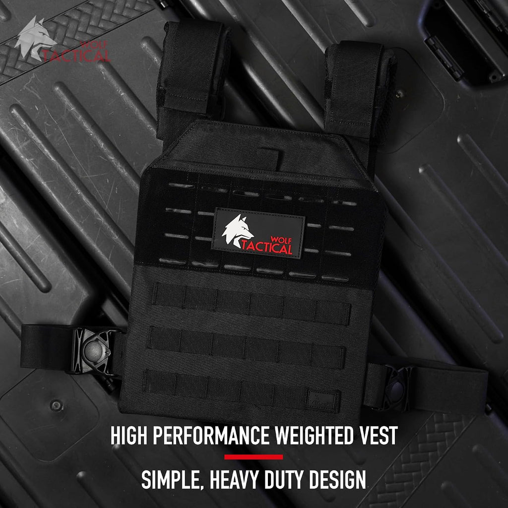 WOLF TACTICAL Simple Weighted Vest Men Womens Weighted Vest for Walking Running Training Rucking Adjustable Weight Vest