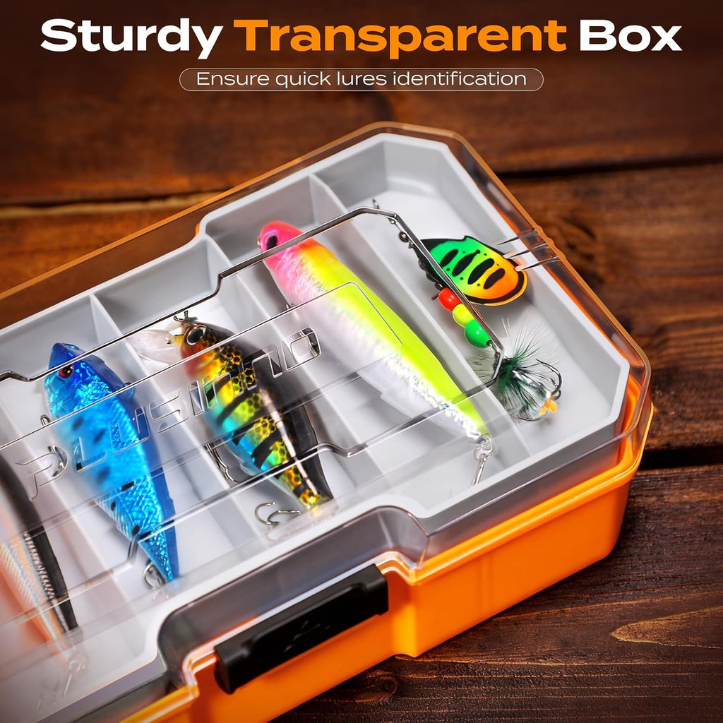 PLUSINNO Bass Fishing Lures Tackle Box Gear Kit with Tackle Included
