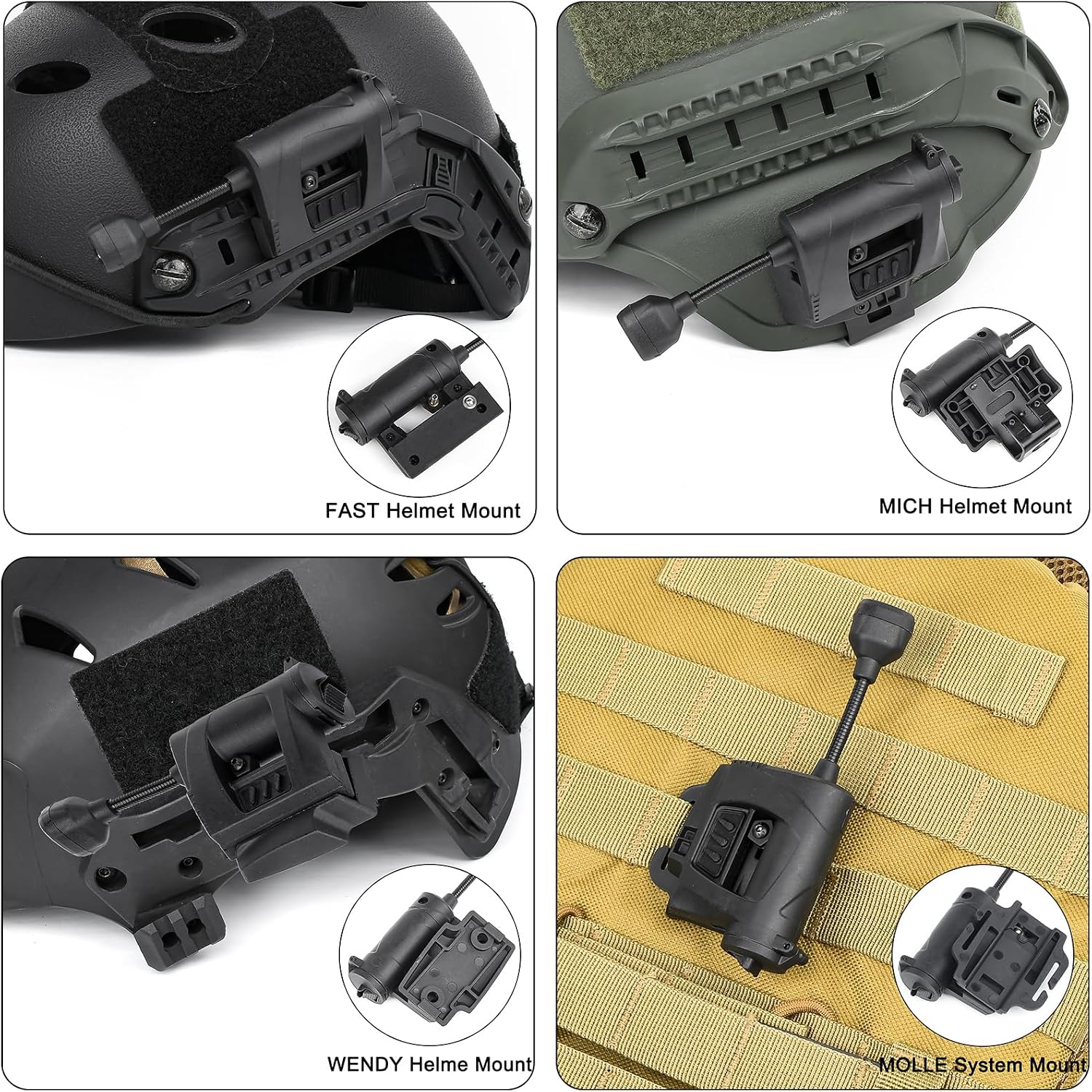 4 in 1 Tactical Helmet Light with IR Red Green White LED Task Lamp, Survival Signal Lights with Mount Accessories for 20mm Picatinny Rail Fast MICH Wendy Helmets MOLLE Belt
