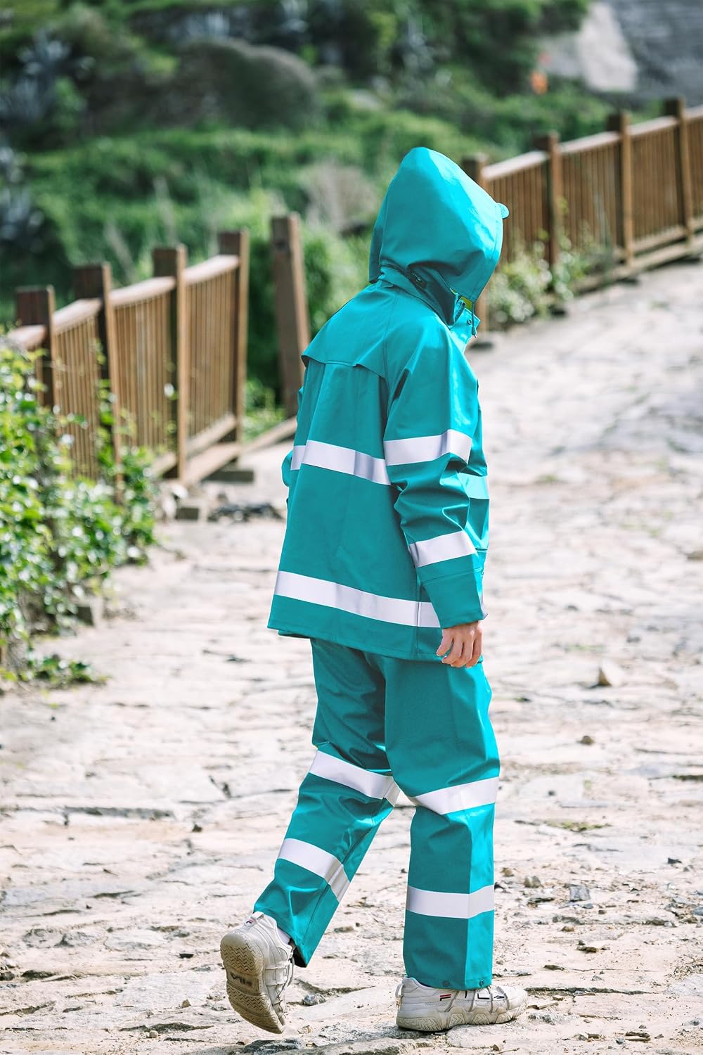 RainRider Rain Suits for Men Women Waterproof Reflective Rain Coat Bib Pants for Safety Heavy Duty Rain Gear Fishing