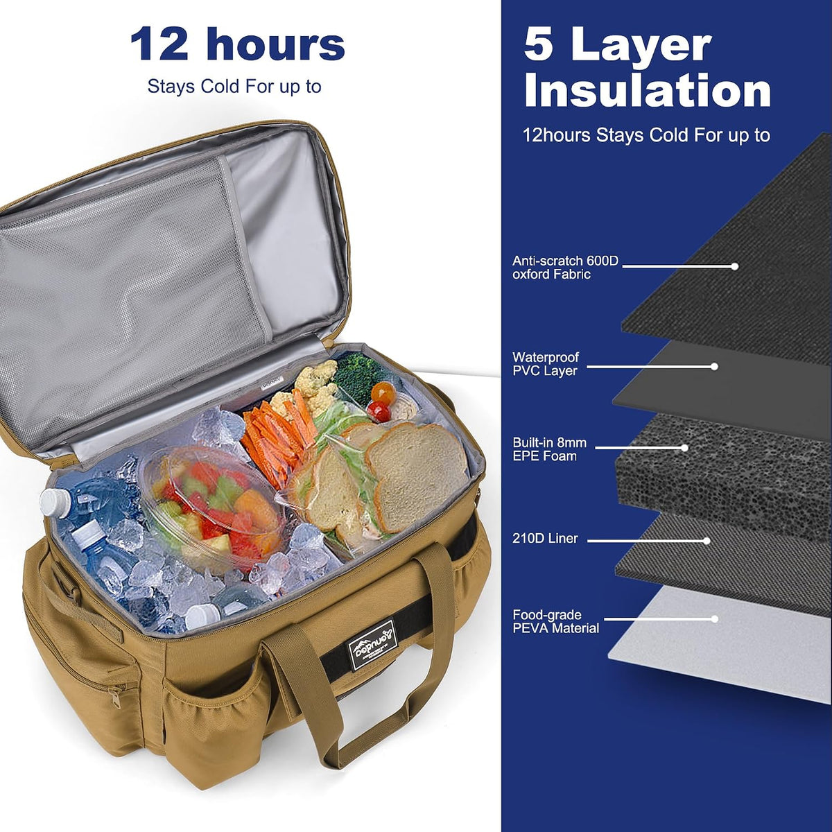 48 Can Insulated Soft Sided Collapsible Cooler Bag Ice Chest