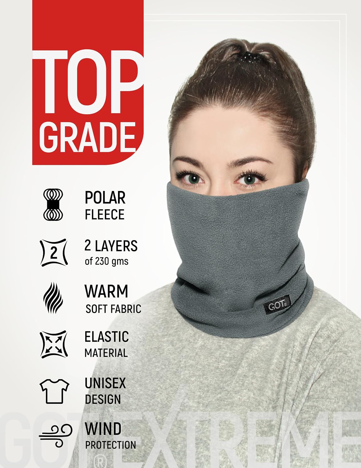 Polar Fleece Neck Warmer - Ski Mask Winter Neck Gaiter Scarf Men Women