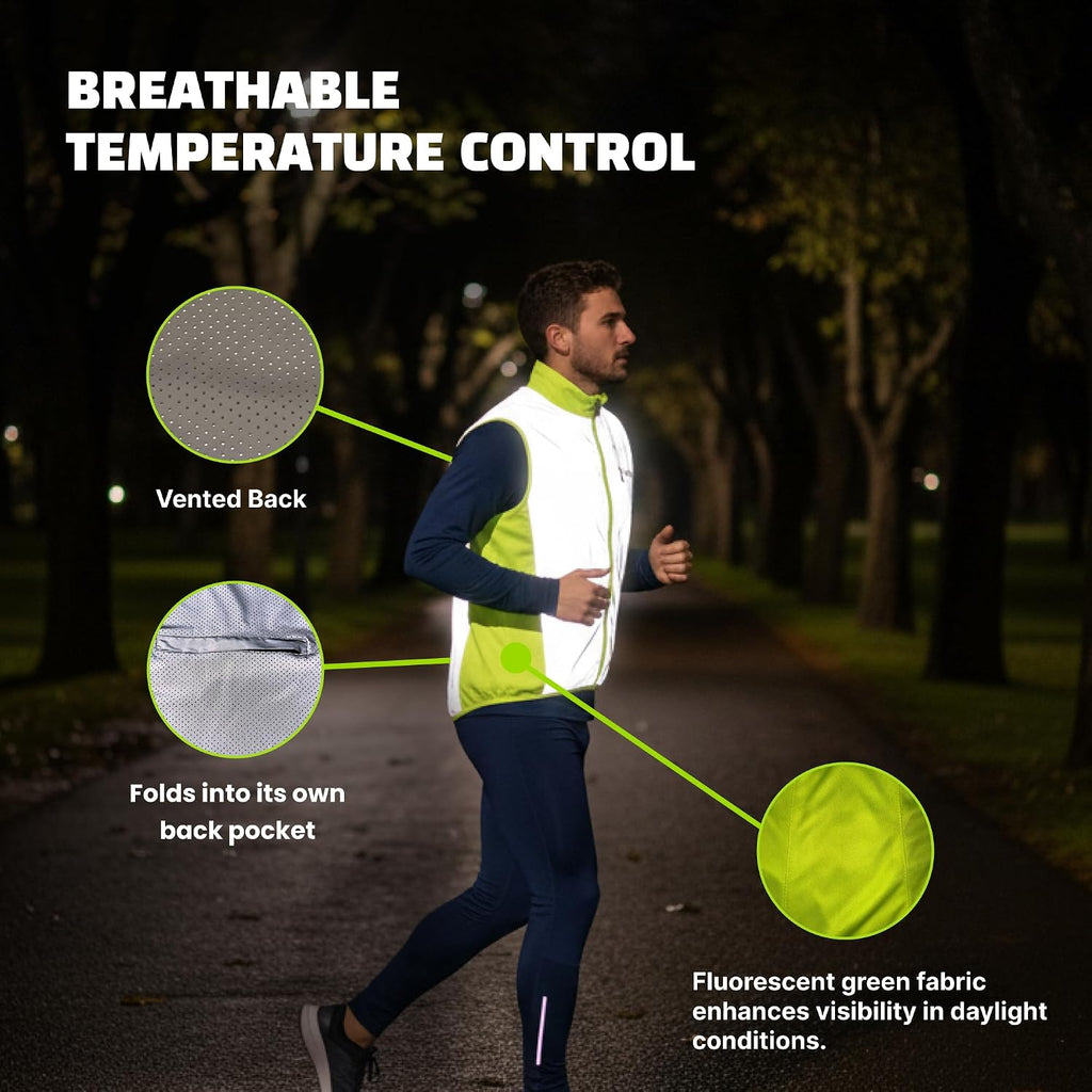 ReflecToes Reflective Bike Vest for Night Visibility – Hi Vis Running & Cycling Gilet – Lightweight, Breathable Outer Layer