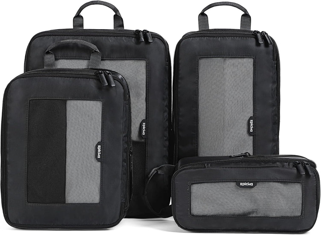 EPICKA TripCozy Compression Packing Cubes, 4 Set, Dark Grey