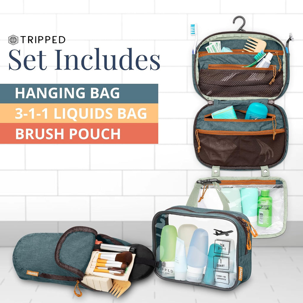 TRIPPED Travel Gear 3-Piece Travel Toiletry Bag Set