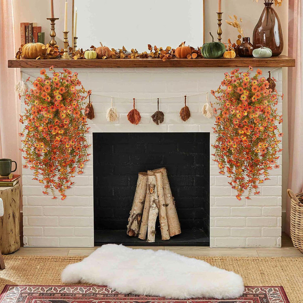 Hrobek Fake Mums Artificial Fall Hanging Flowers for Outdoors Decoration