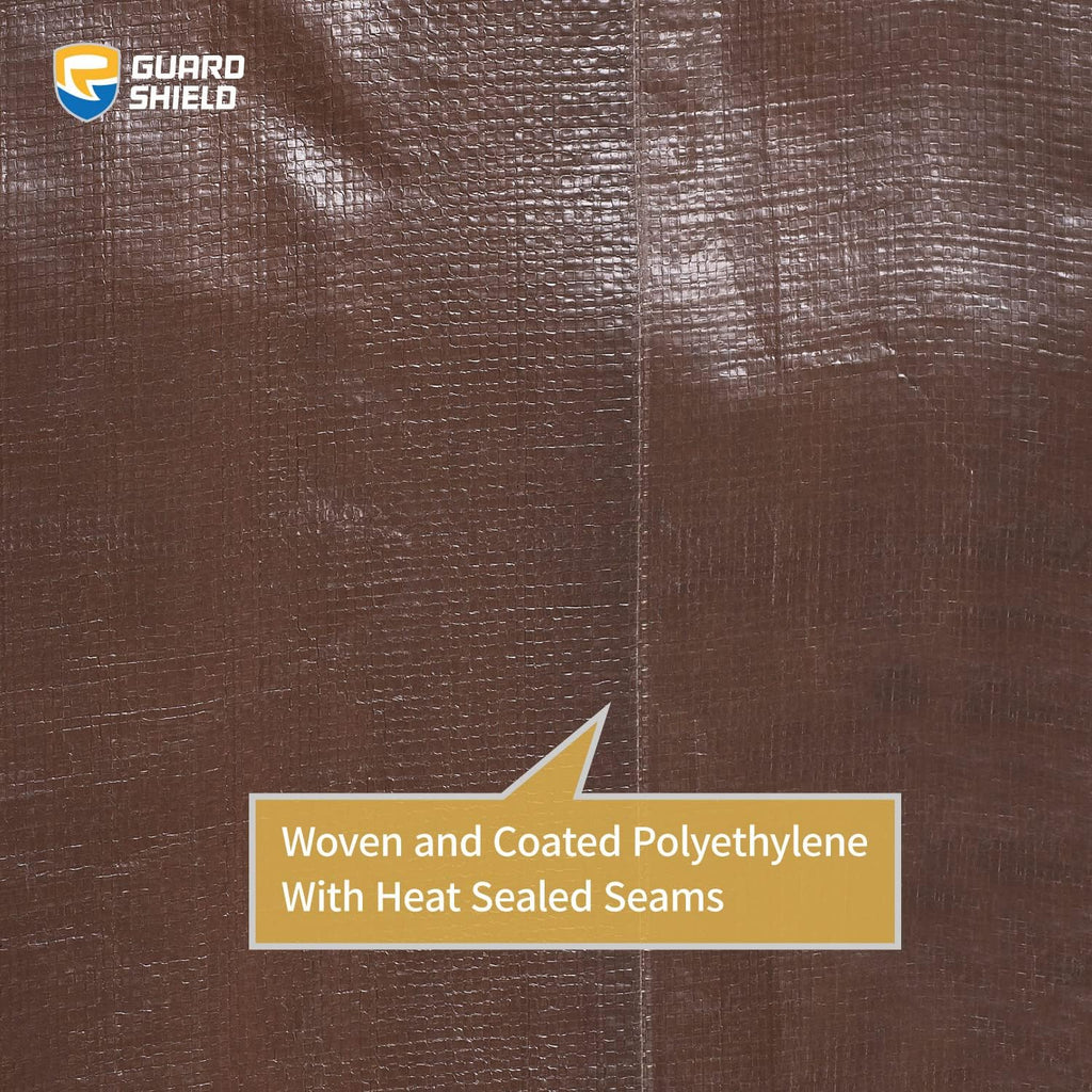 GUARD SHIELD Tarps Heavy Duty Waterproof 12x20 Feet Brown/Silver Poly Tarp Cover Outdoor Thick UV Resistant Tarpaulin with Grommets 10mil (2-Pack)