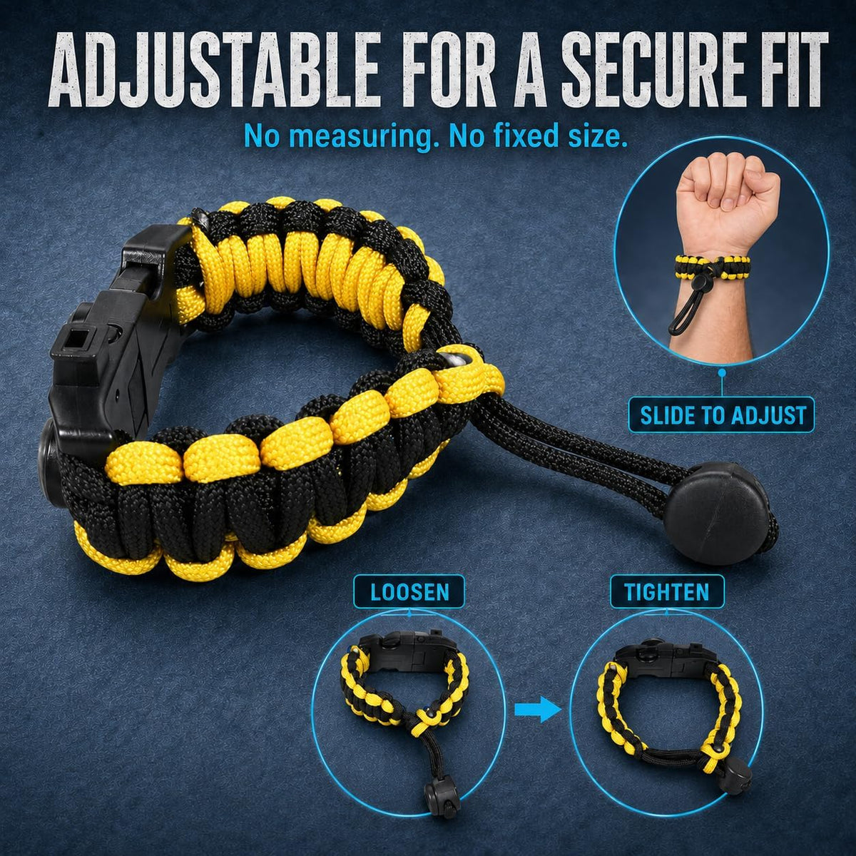 Nexfinity One Paracord Bracelet Set of 2-6-in-1 Survival Gear with SOS LED Light, Fire Starter, Compass, Loud Whistle & Multitools - Adjustable 550 Grade - Gift for Men, Camping, Hiking