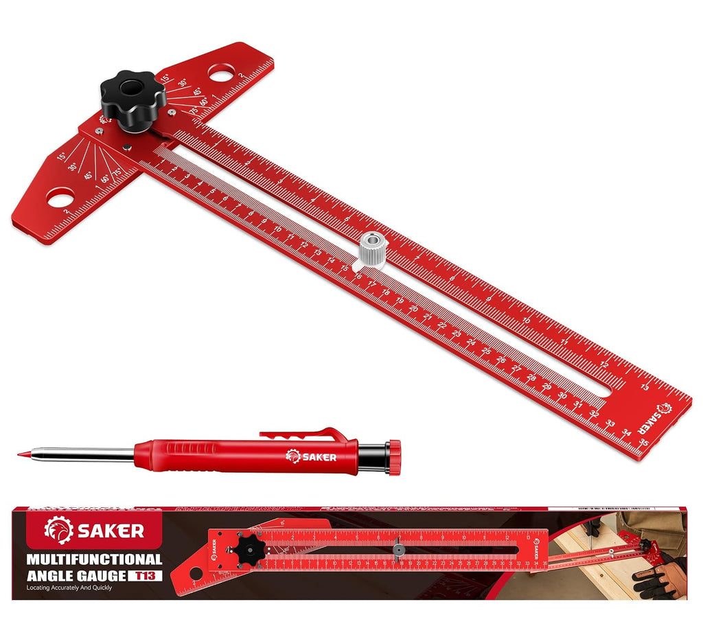 Saker Woodworking Scriber Marking Line Ruler,Aluminum Alloy T-Square