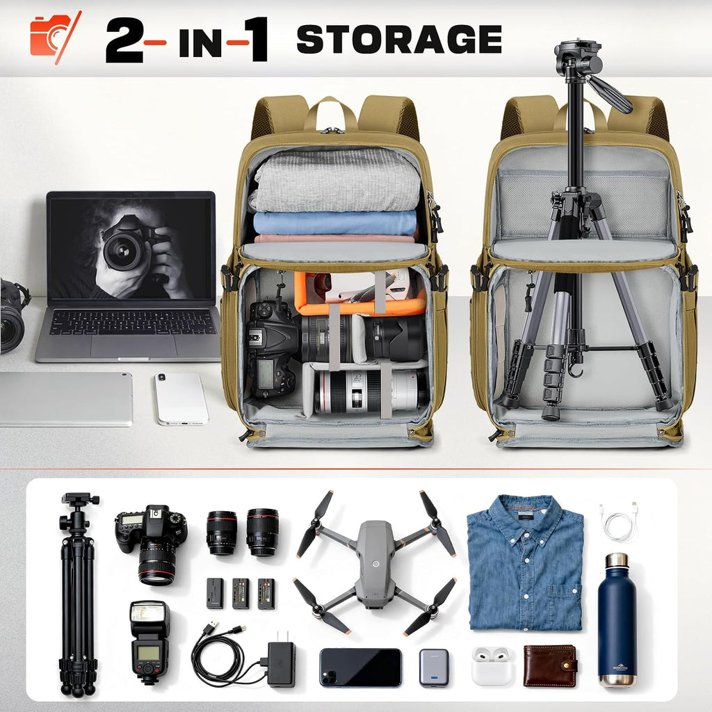 RAINSMORE Camera Backpack, DSLR/SLR/Mirrorless Camera Bag for Photographers