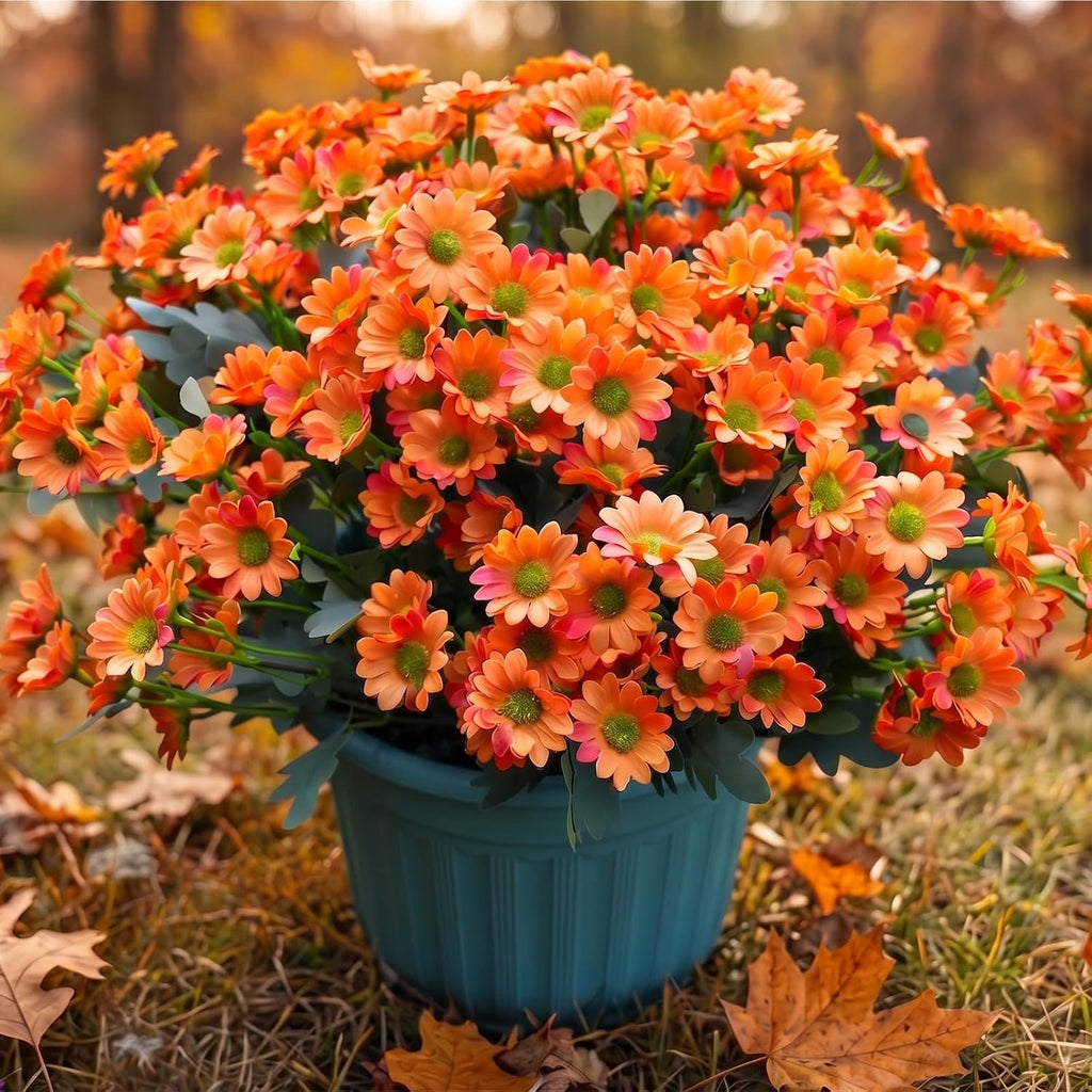 FULLMUSIC Autumn Artificial Flowers for Outdoor (6, Orange)