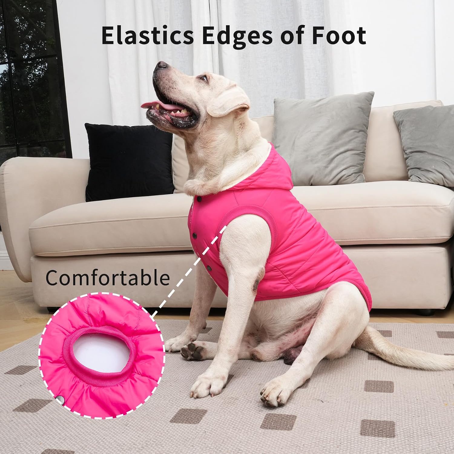 Vecomfy Warm Dog Coats with Hoodie,Winter Dog Jackets for Large Dogs