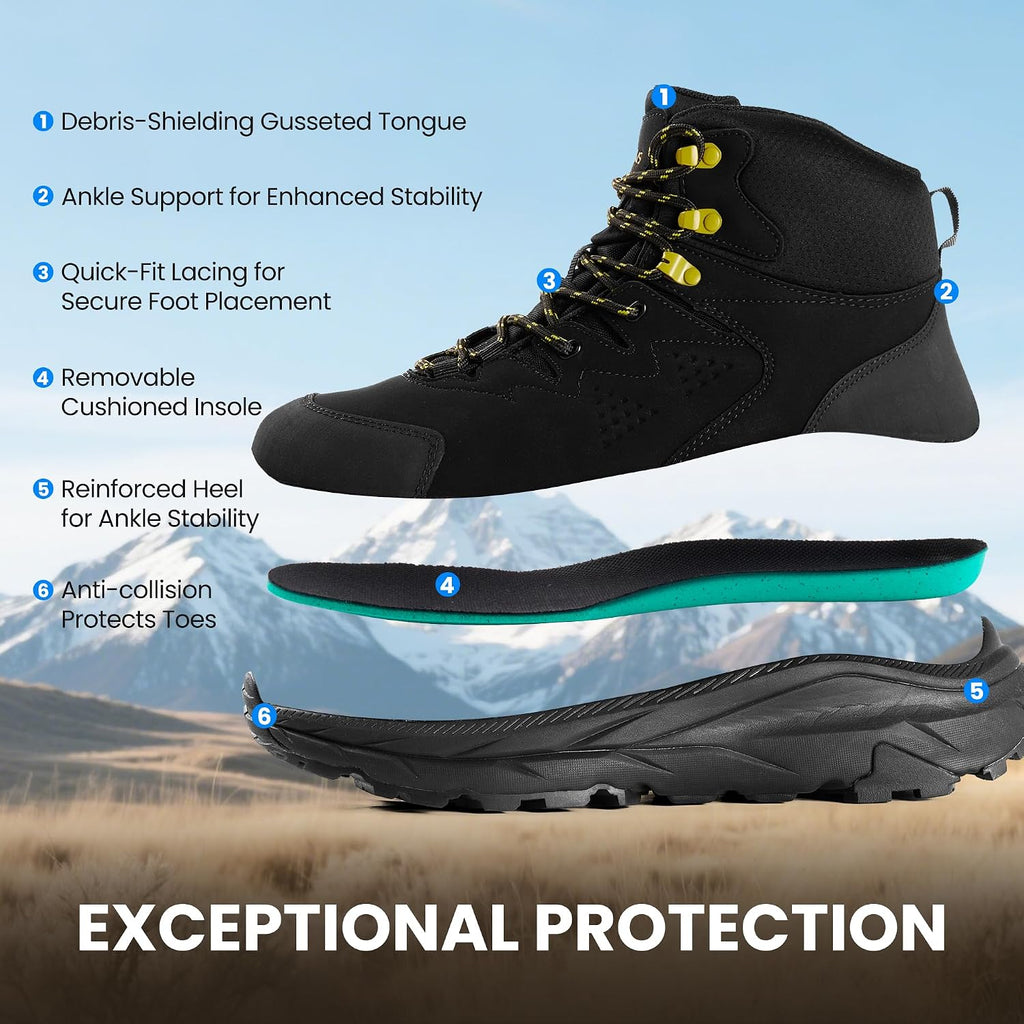 Men‘s Waterproof Hiking Boots, Slip-Resistant All-Terrain Grip