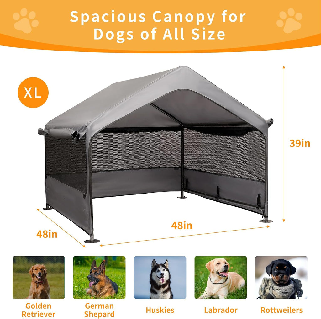 Extra Large Dog House Outdoor, 4'x4'x3.3' Dog Shade Shelter Canopy