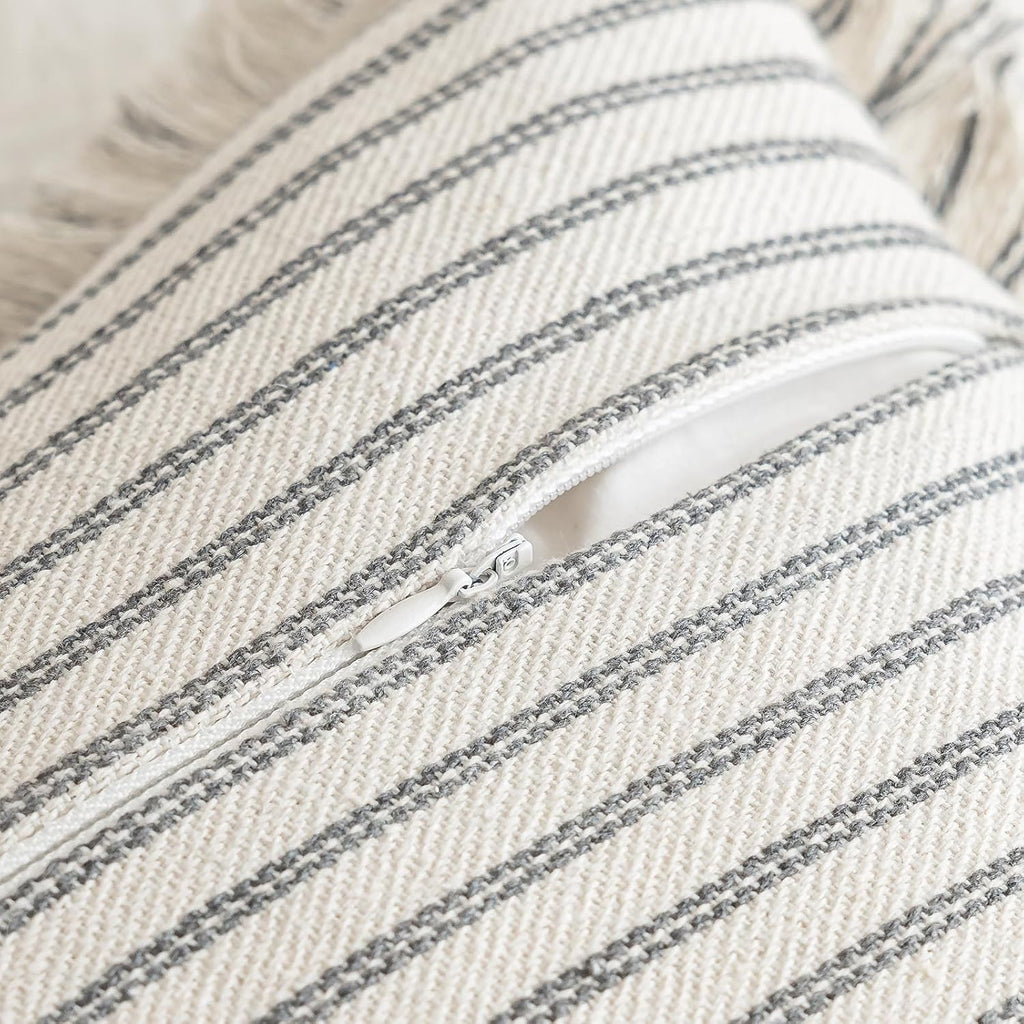 YEENAASY Throw Pillow Covers 18x18 Boho Striped Pillow Cases with Tassel