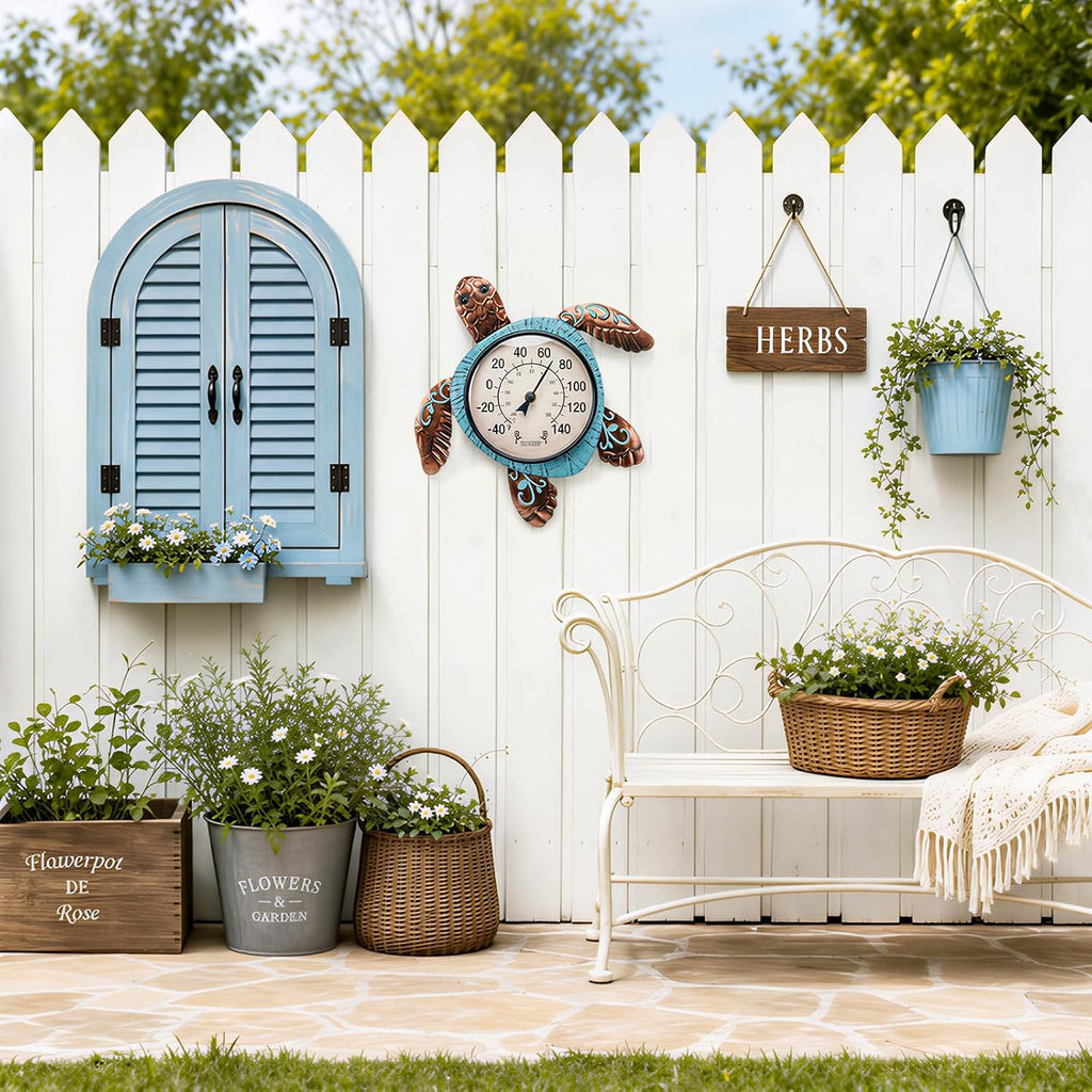 MUMTOP Outdoor Thermometer, Turtle Outside Decor for Patio Pool Garden