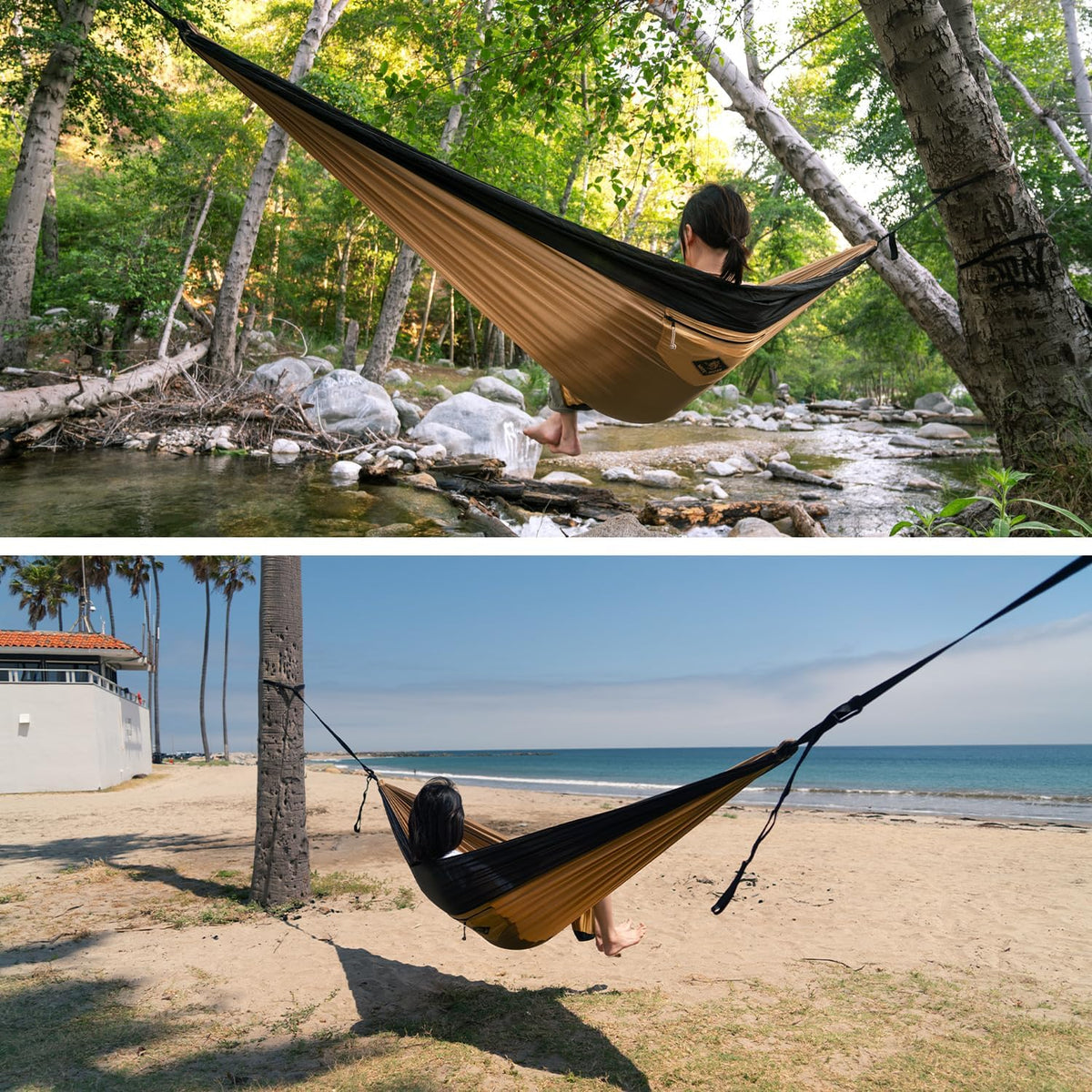 WHTE MOSS Suparpine I Hammock for Camping with Straps Included (Sand, Single)