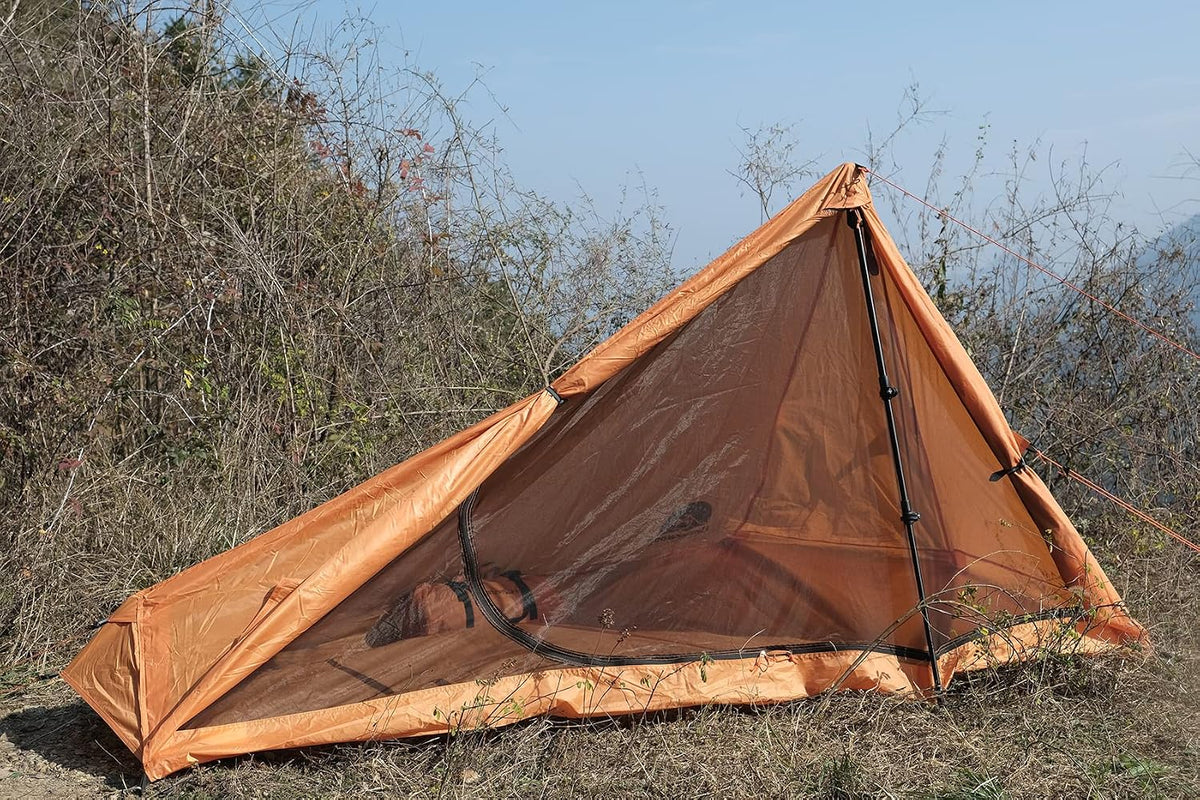 1 Person Trekking Pole Tent, Ultralight Backpacking Hiking Tent (NO Poles)