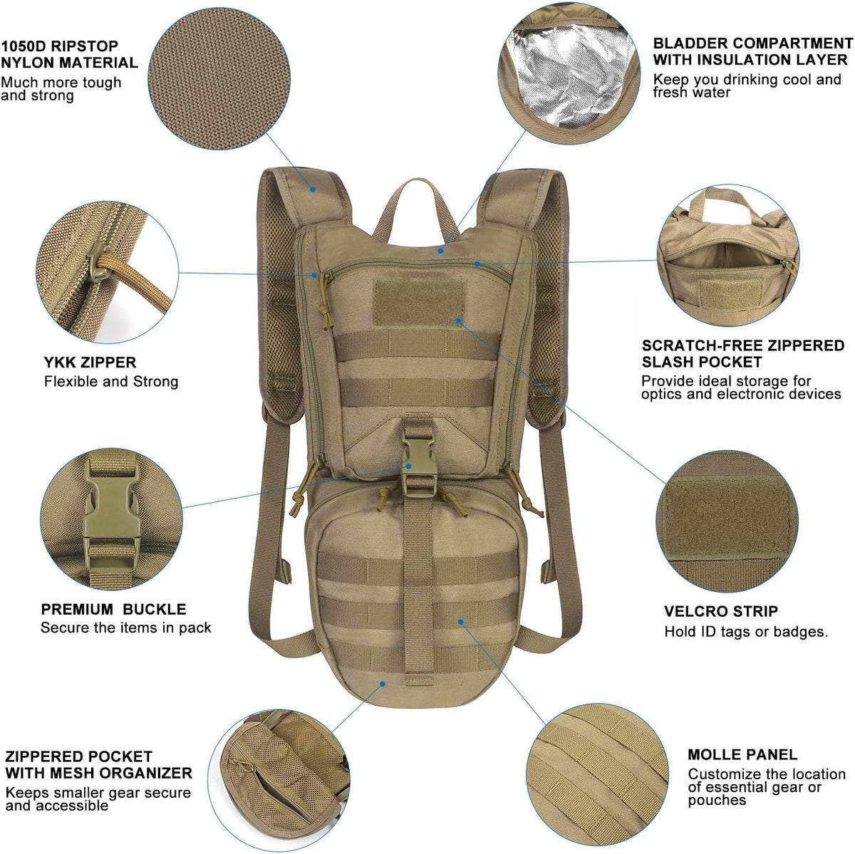 Unigear Tactical Hydration Backpack with 3L Water Bladder, Molle Backpack