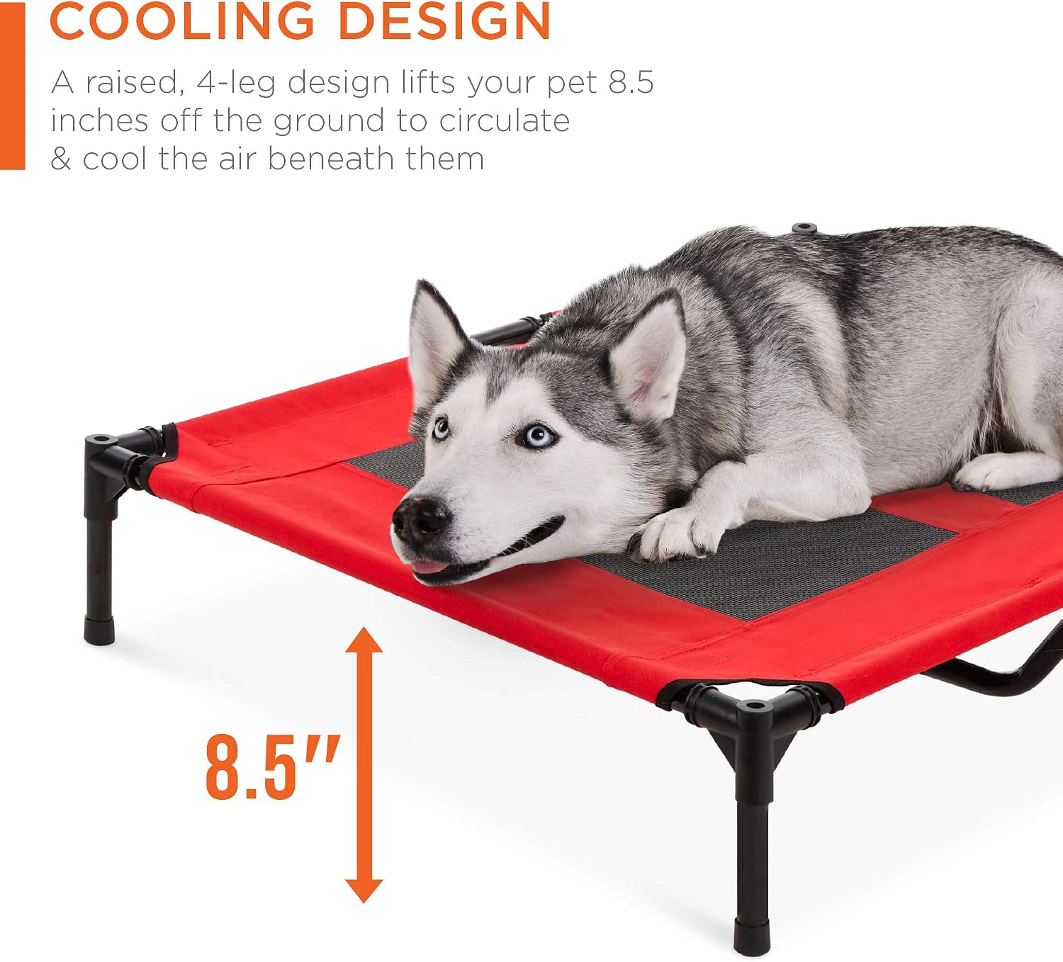 Best Choice Products 36in Elevated Dog Bed w/Removable Canopy, Red