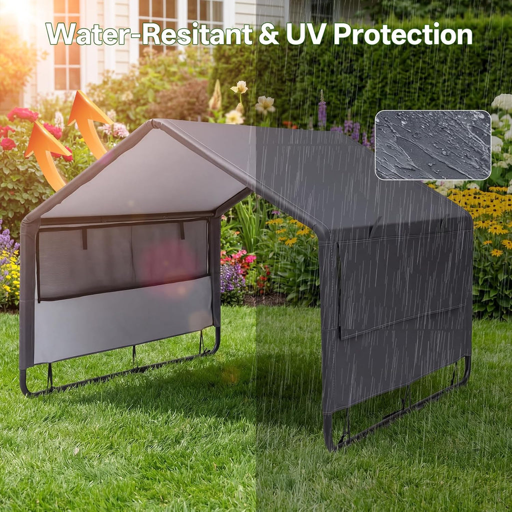 MEWANG Outdoor Dog House - Waterproof Portable Puppy Camping Tent,Ventilation Windows & Sun Protection, Lightweight Snap-fit Design for Small/Medium/Large Dogs, Beach, Backyard, Hiking (Grey, Large)