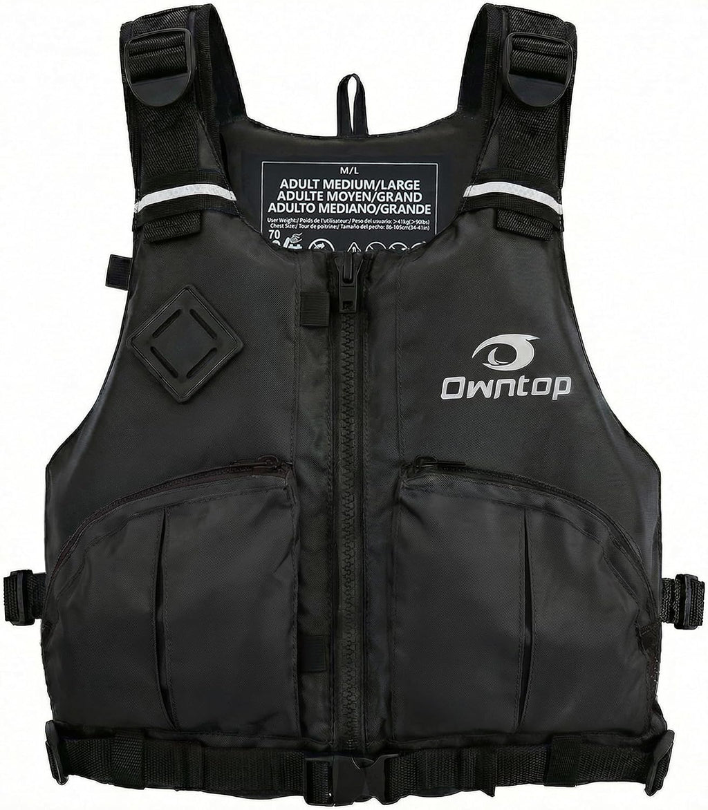 Owntop Women & Men Swim Vest for Kayaking & Paddle Sports, Adjustable Swimming Vest for Adult, Large Armhole Swim Jacket with Waist Strap for Fishing & Boating