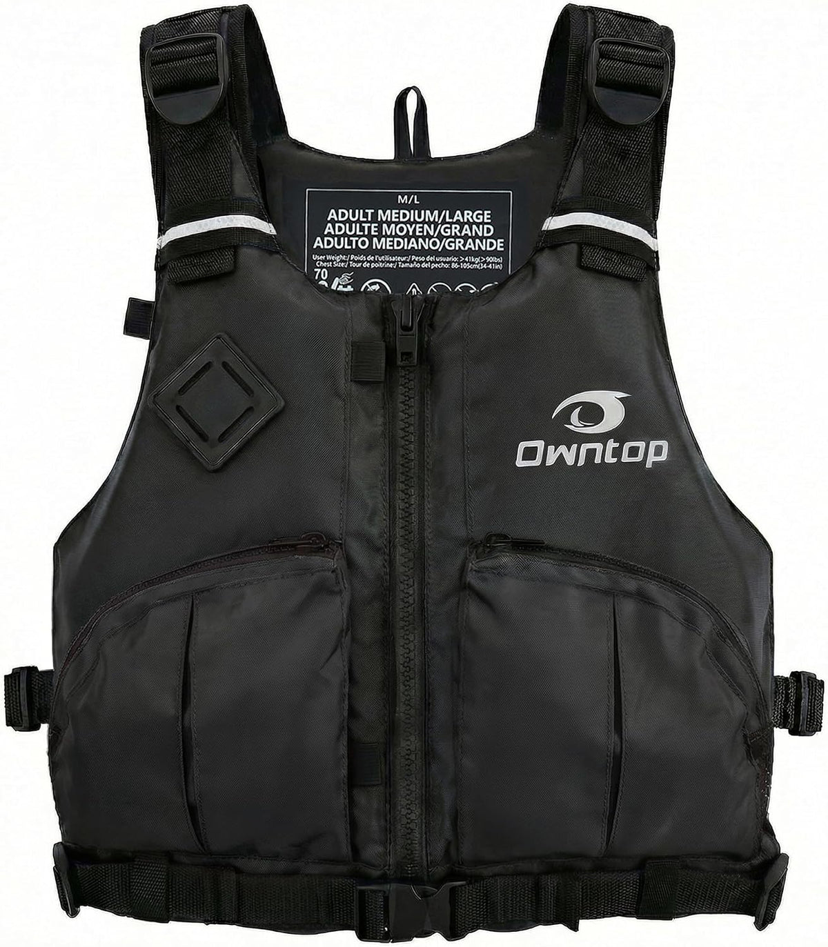 Owntop Women & Men Swim Vest for Kayaking & Paddle Sports, Adjustable Swimming Vest for Adult, Large Armhole Swim Jacket with Waist Strap for Fishing & Boating