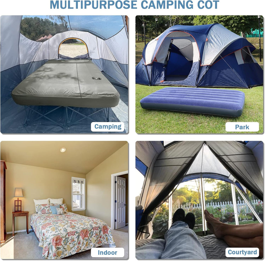 KAMPKEEPER Camping Cot for Adults with Air Mattress, No Air Pump