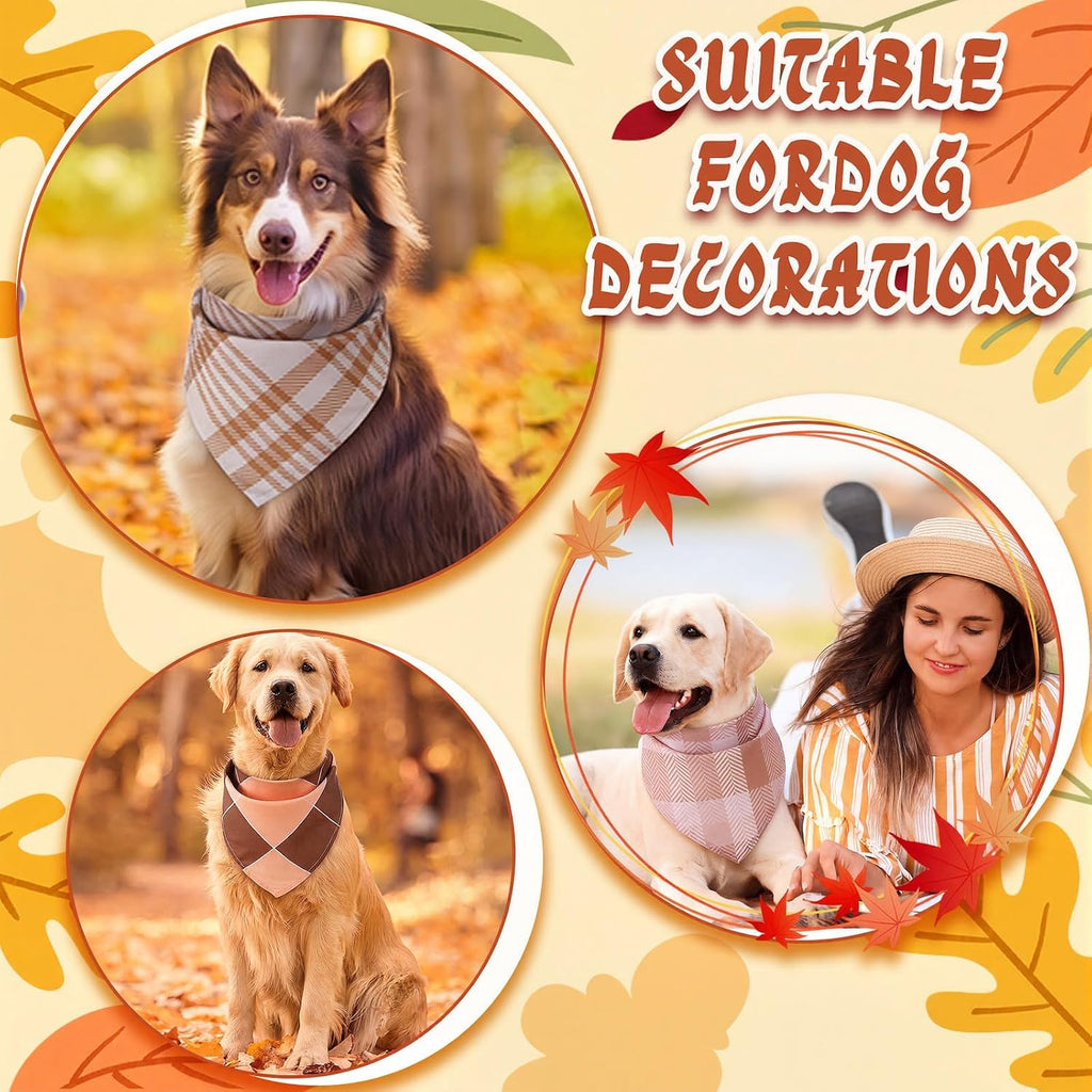 Huhumy 100 Pcs Fall Dog Bandanas Bulk Plaid Bandanas for Fall Dog Costume