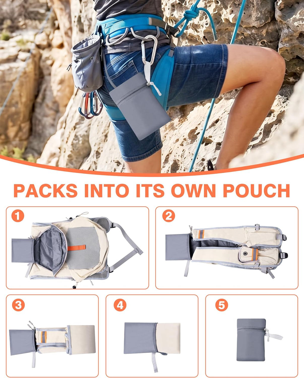 15L Small Hiking Backpack, Lightweight Foldable Daypack for Women