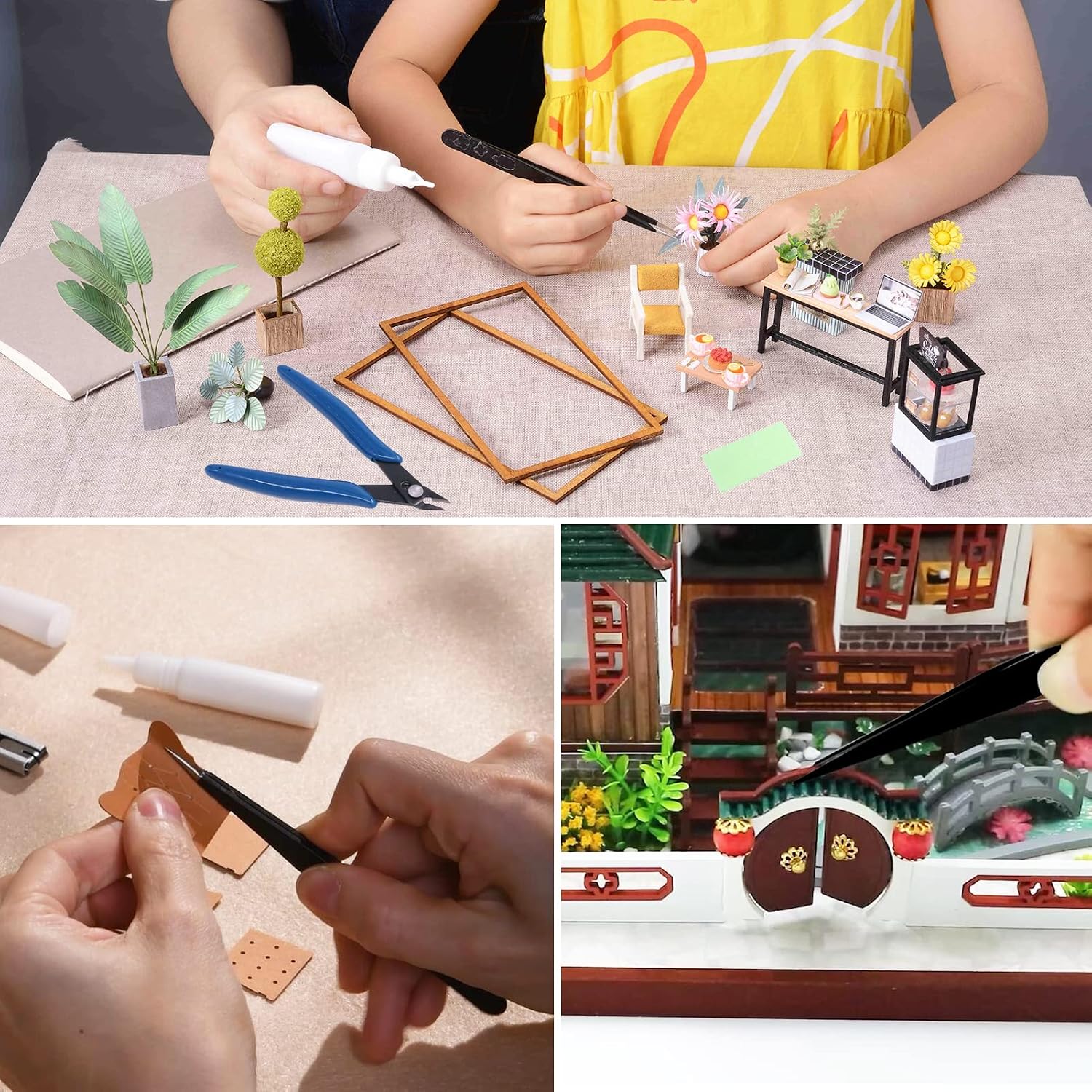 Spilay 16 Pcs Hobby Building Model DIY Tool Kit for Dollhouse Miniature