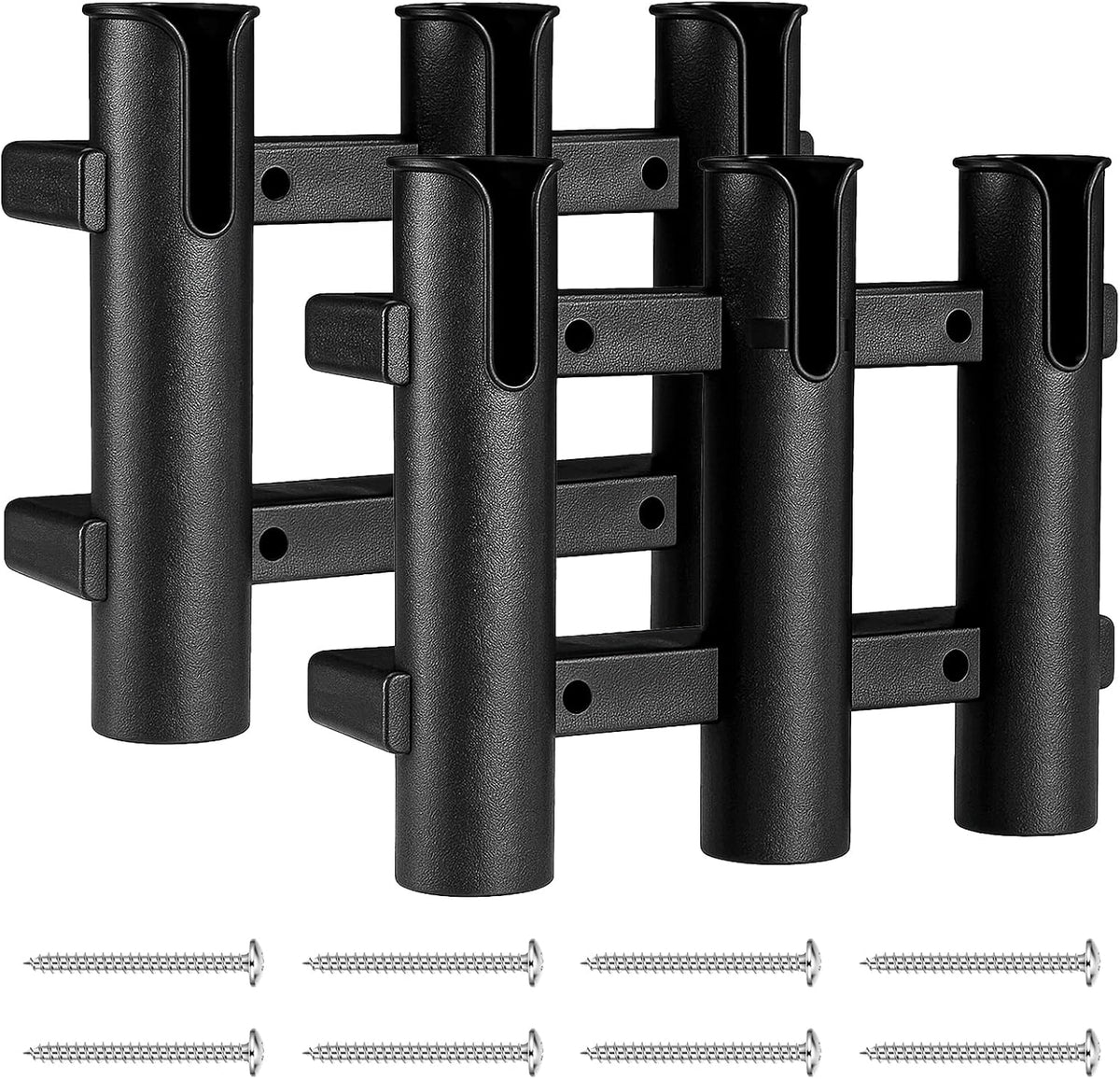 2Pcs Fishing Rod Holders Boat Rod Holders with Screws 3 Rod Rack Wall Mounted Boat Side Mount Tool Holder Portable Fishing Pole Holders for Boat Kayak Garage Cooler Trailer Fishing Boat