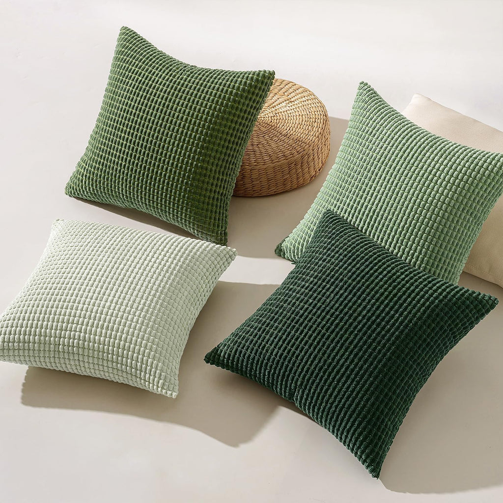 MIULEE Boho Decorative Pillow Covers 18x18 Inch Set of 4 Forest Green
