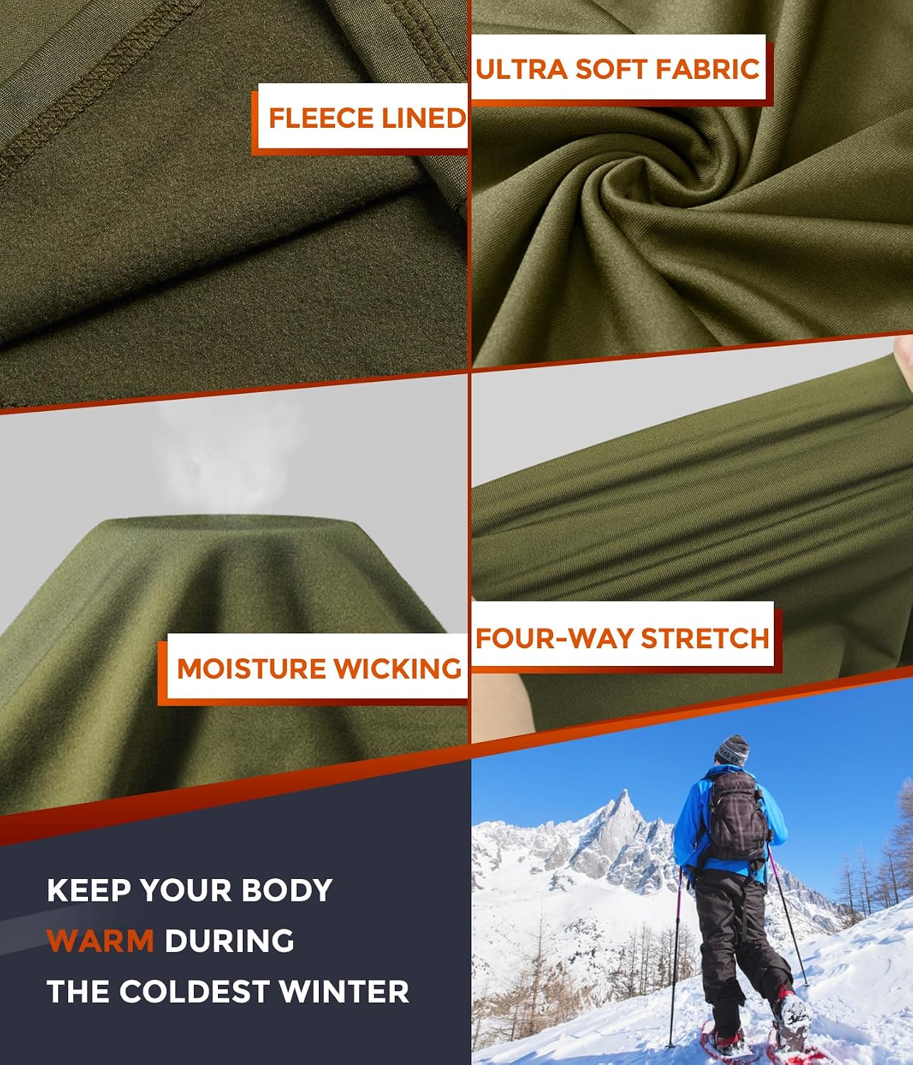 Mens Thermal Underwear Long Johns Set Cold Weather Hunting Base Layer