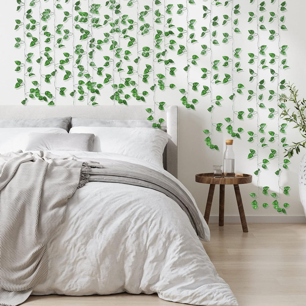 360 Feet 48 Pack Fake Greenery Hanging Garland, Ivy Leaf Plants, Vine Leaves, Fake Flowers Foliage for Bedroom Garden Wall Decor