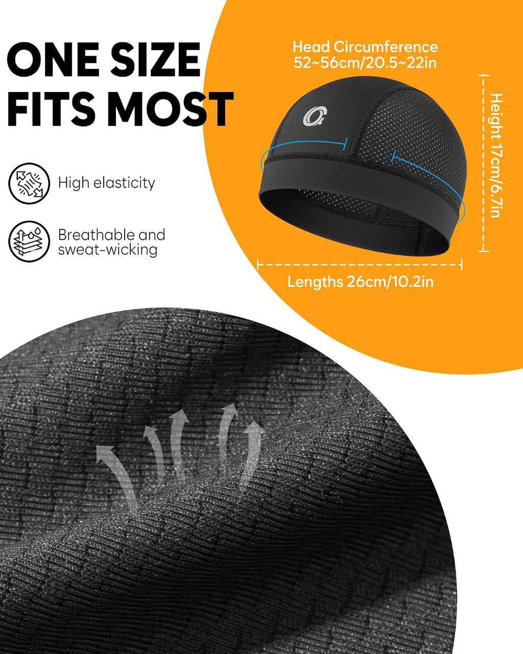 3-Pack Cooling Skull Cap Breathable Sweat-Wicking Helmet Liner for Men