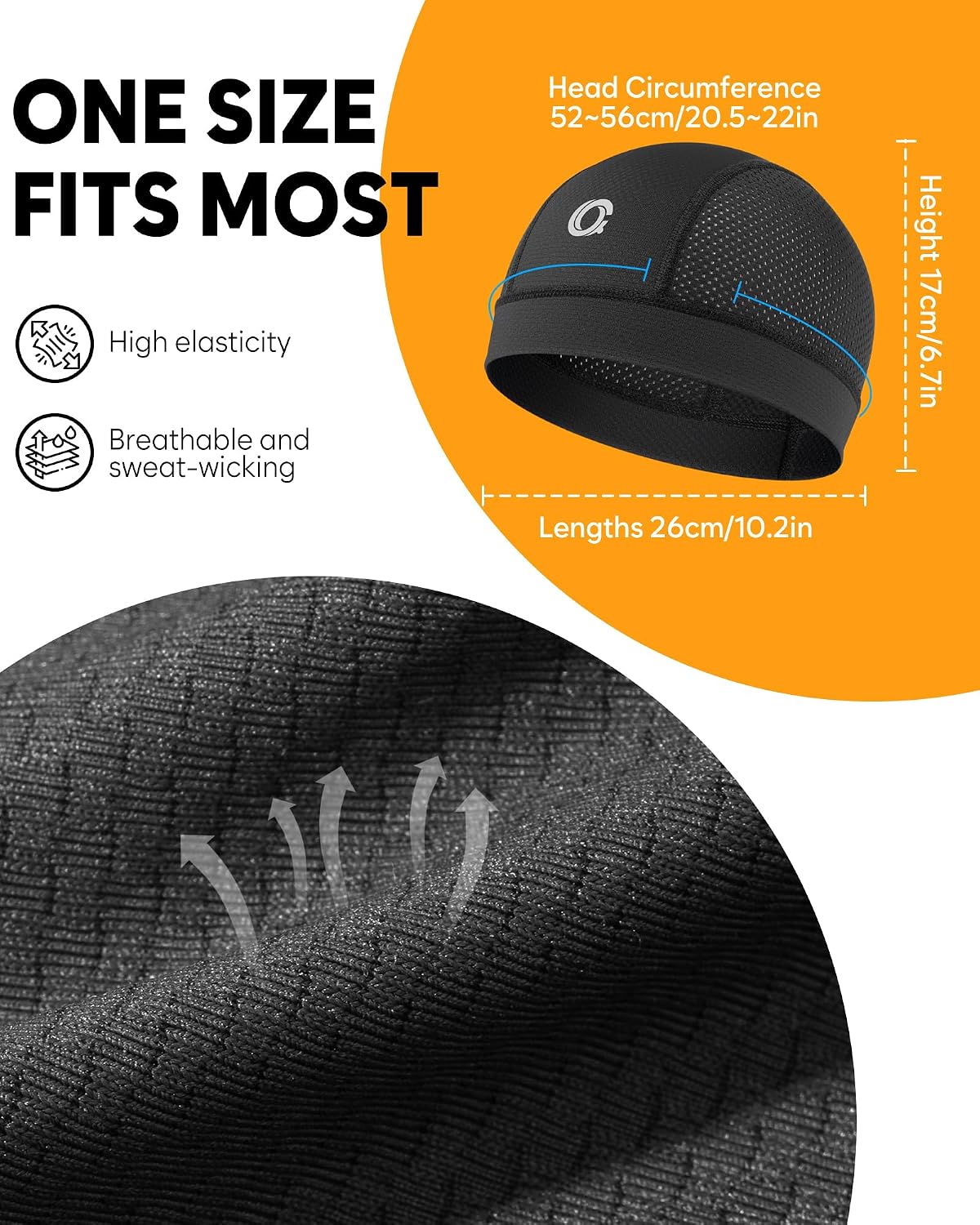 3-Pack Cooling Skull Cap Breathable Sweat-Wicking Helmet Liner for Men